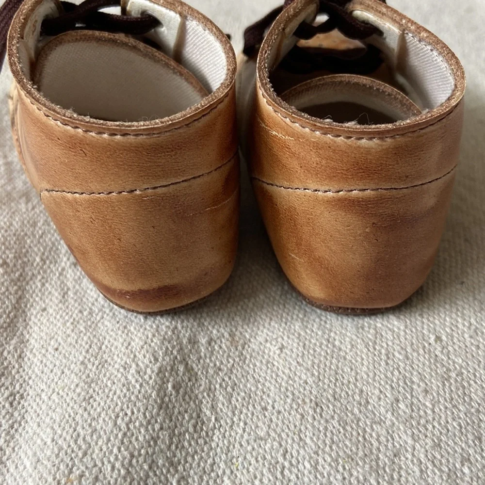 VINTAGE Newborn Walker Shoes Lester High Top Brown Tan First Infant